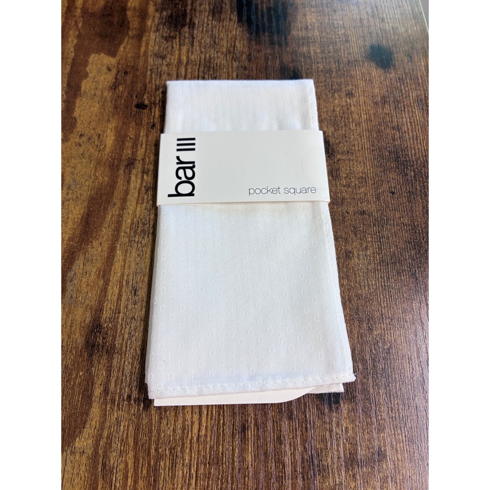 Bar III Mens White Textured Dot Pocket Square 13P1-1004 Cotton Blend NEW